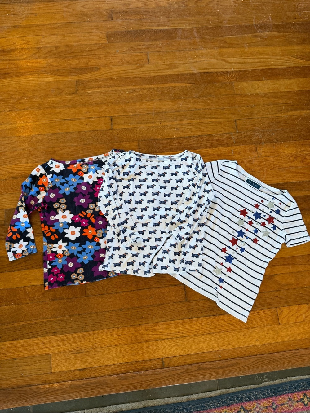 Karen Scott Girls' Long-Sleeve Tee Trio - Purple, White, Navy